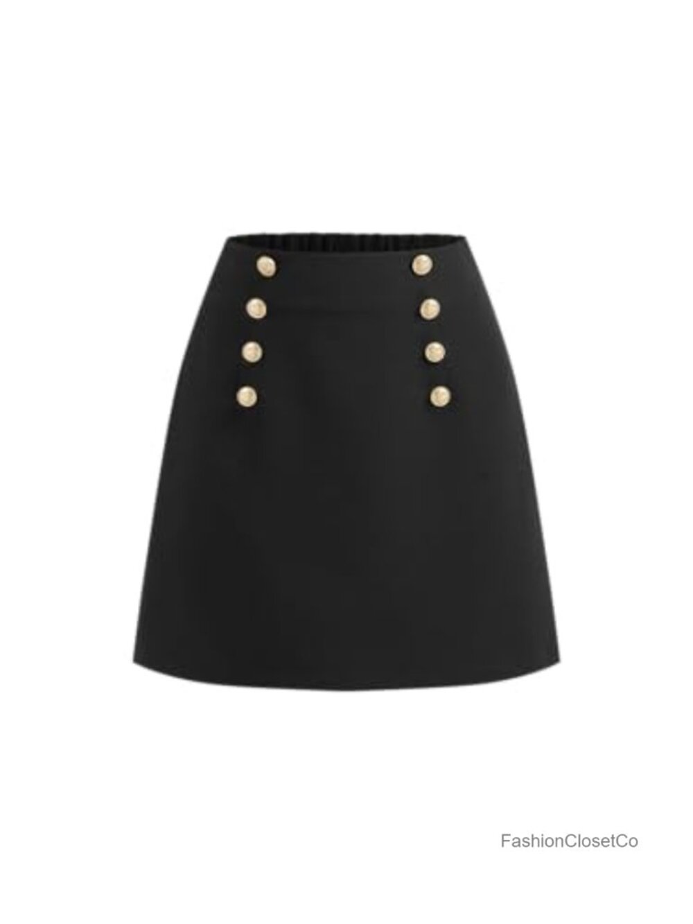 A-Line Mini Skirt High Waist Gold Button Party Wear to Work